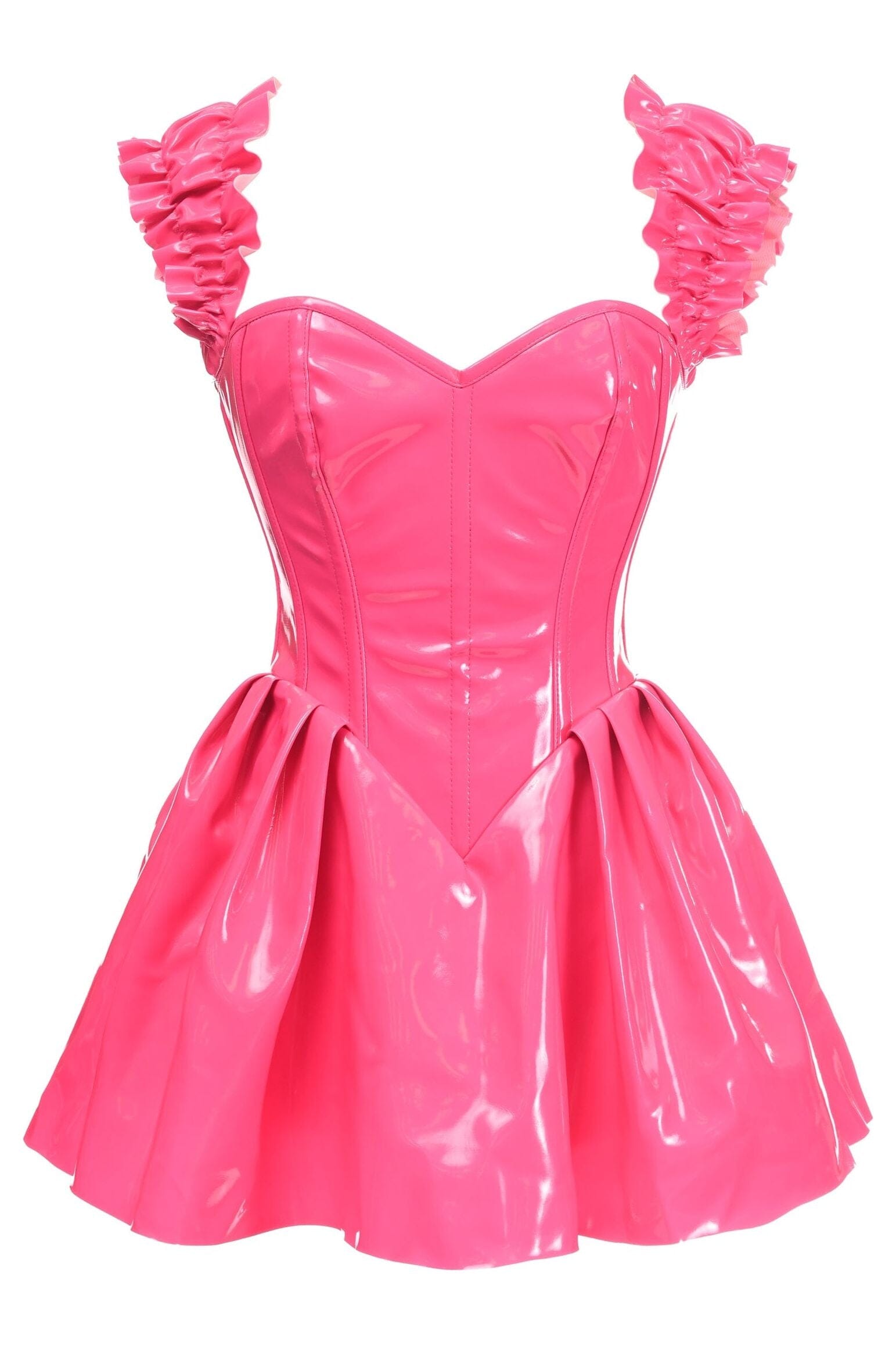 Top Drawer Steel Boned Hot Pink Patent PVC Vinyl Corset Dress –  SEXYSHOES.COM