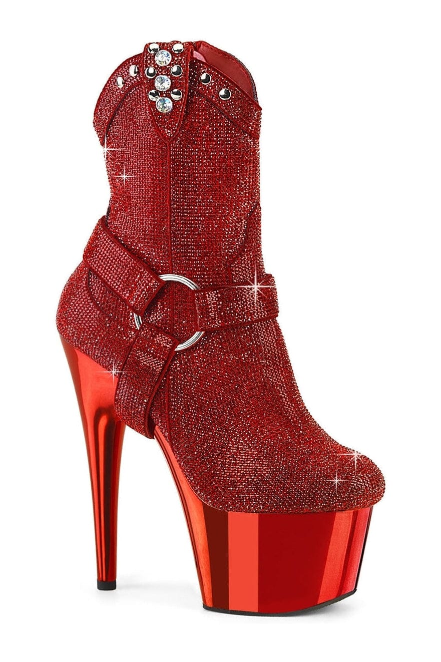 STARDUST Platform Ankle Boots - Red Patent Leather with Black