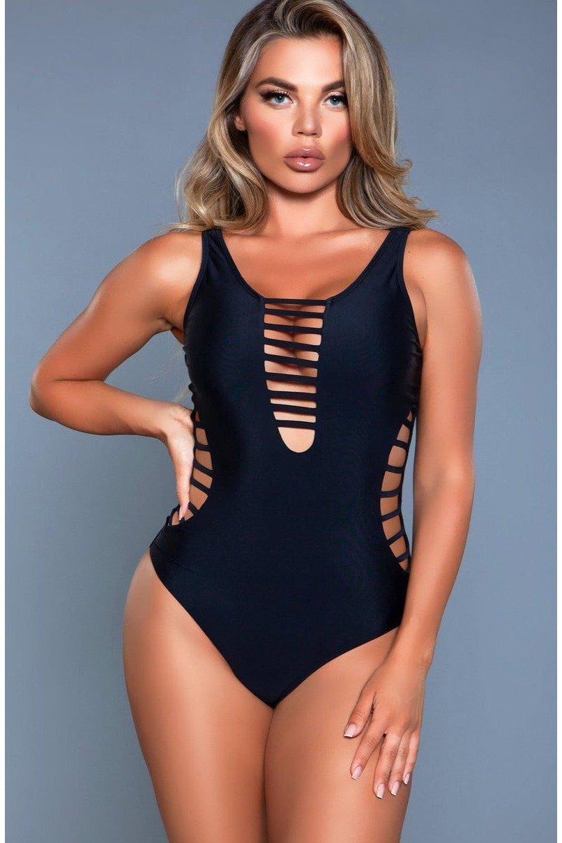 Deep V Cutout One Piece Swimsuit, New by BeWicked