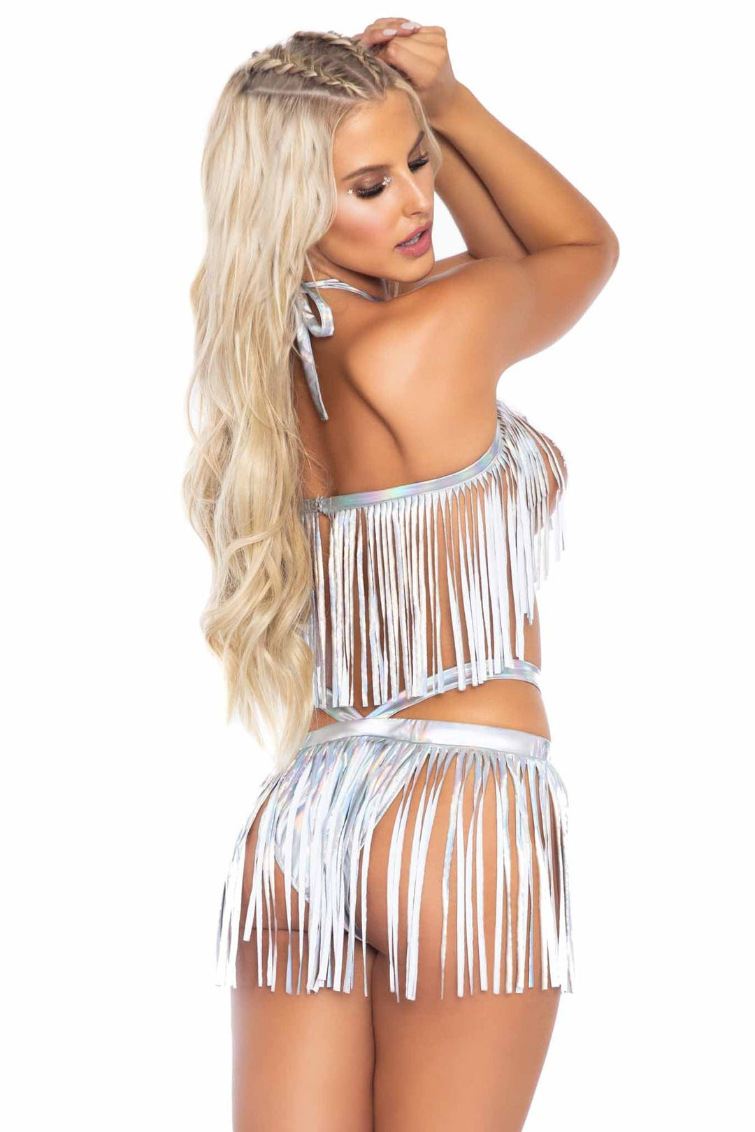 2 Piece Fringe Halter Top And Matching Top