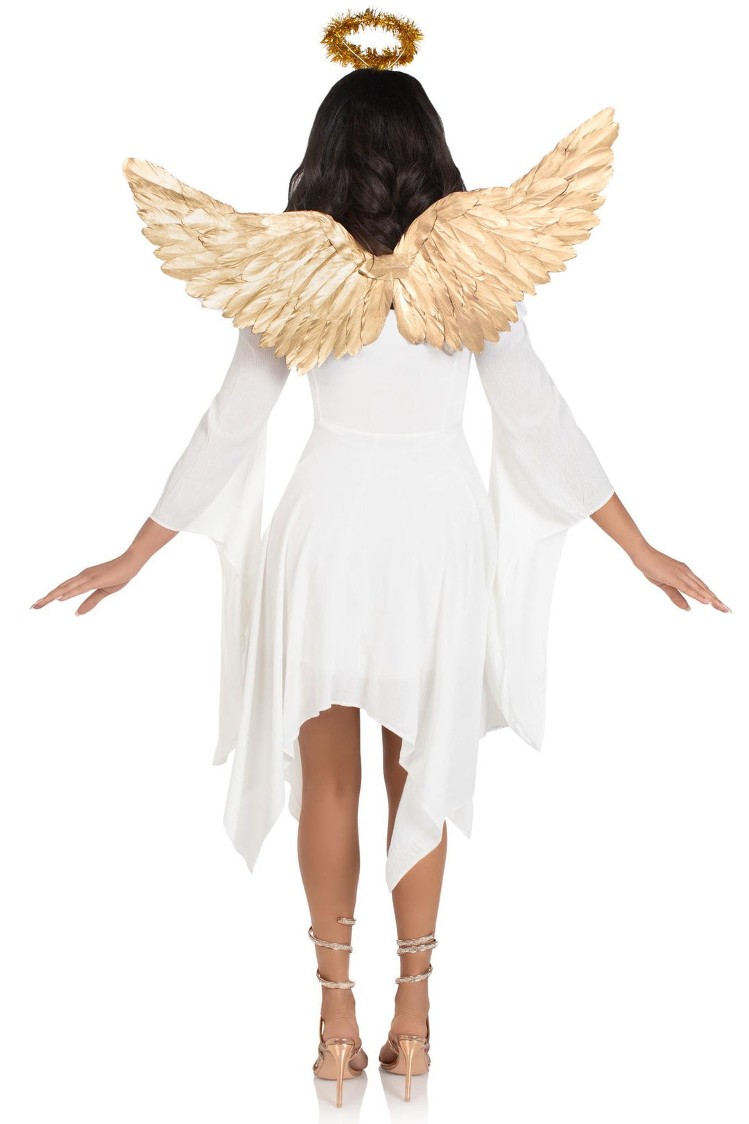 2 Piece Metallic Angel Wings And Tinsel Halo Headband