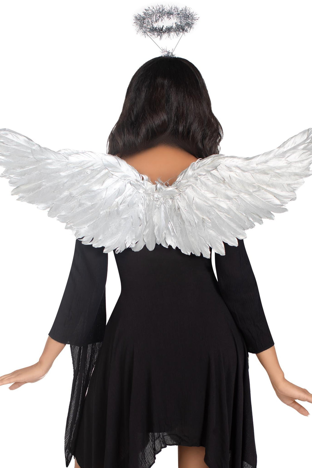 2 Piece Metallic Angel Wings And Tinsel Halo Headband