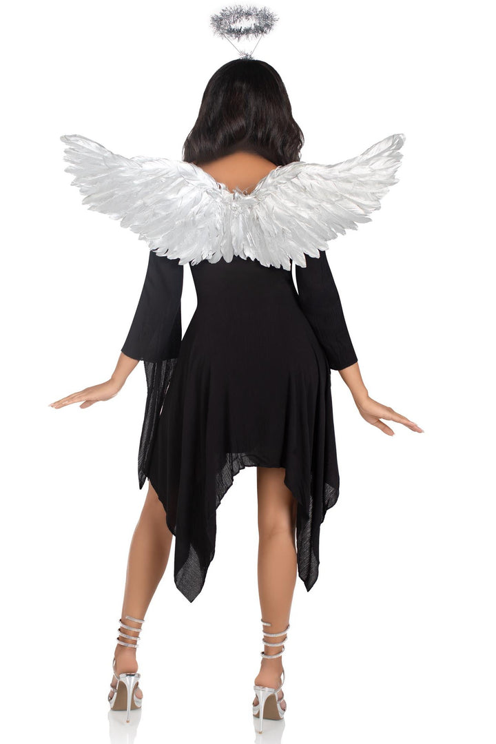 2 Piece Metallic Angel Wings And Tinsel Halo Headband