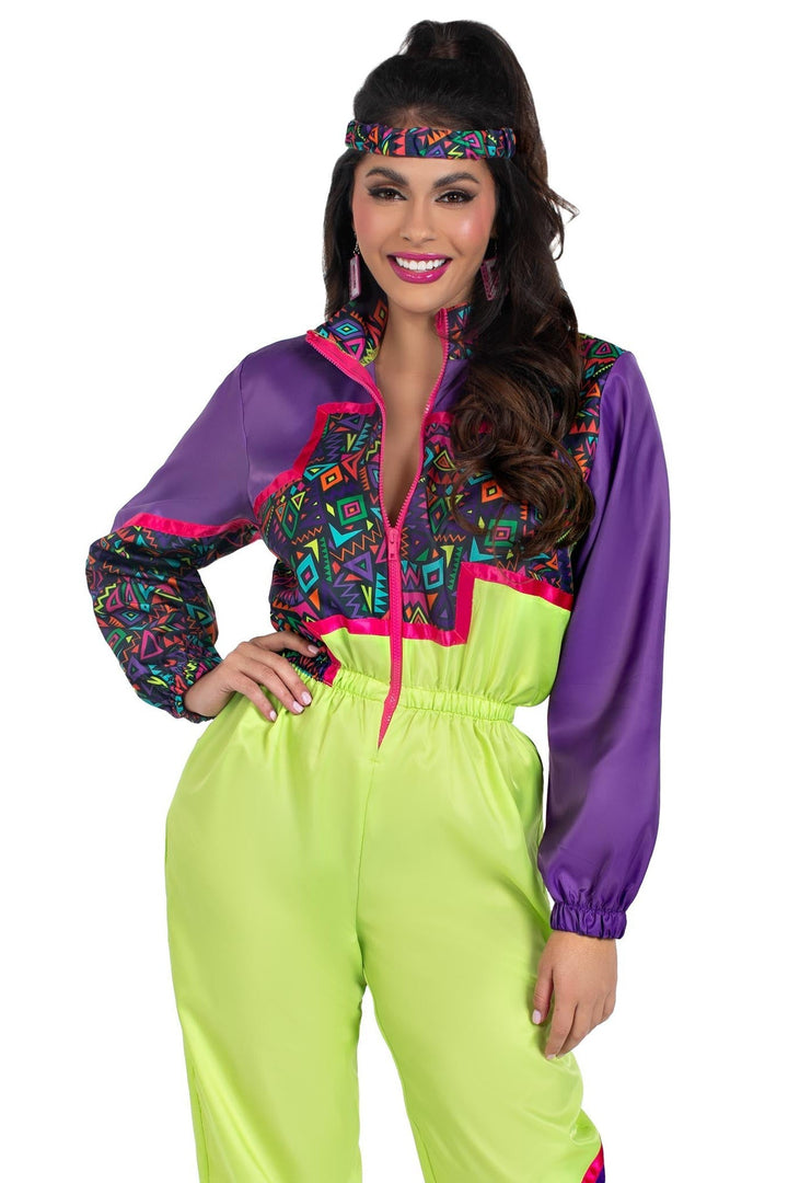 2 Piece Rad 80S Tracksuit, Includes Zip-Up Tracksuit & Headband