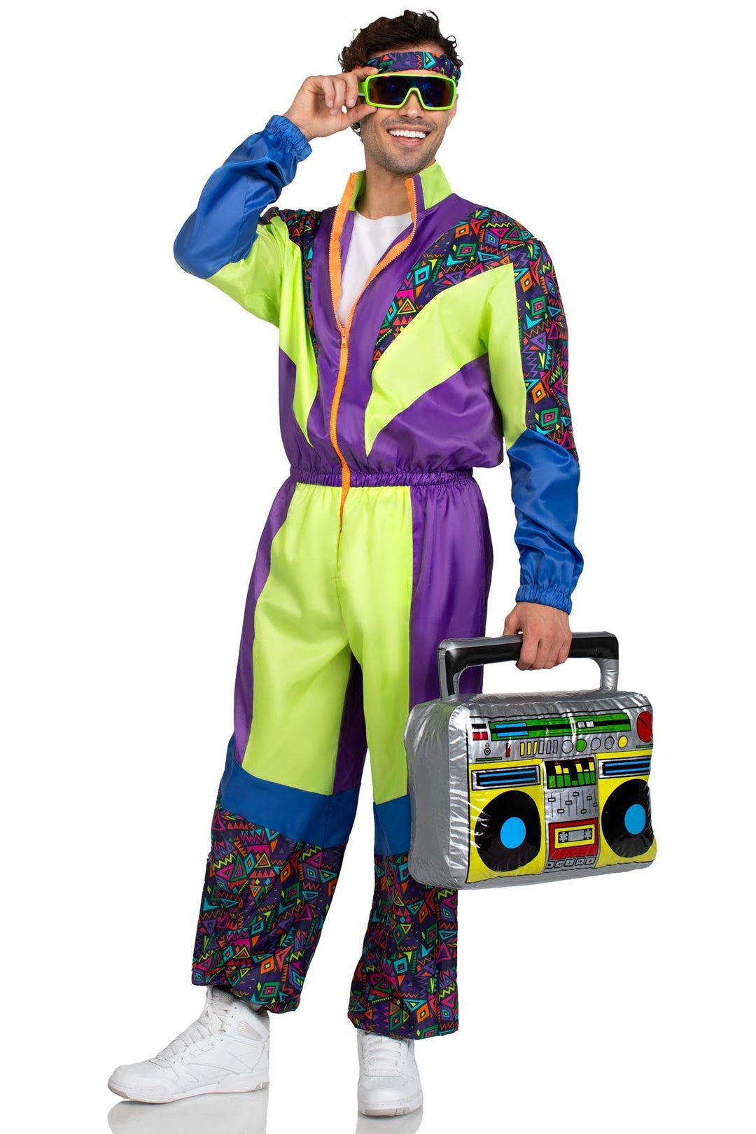 2 Piece Retro 80S Tracksuit, Includes Zip-Up Tracksuit & Headband