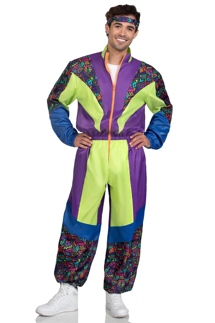 2 Piece Retro 80S Tracksuit, Includes Zip-Up Tracksuit & Headband