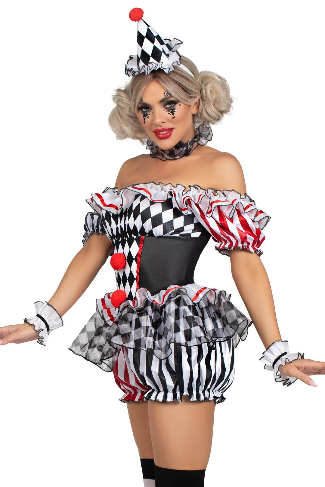 4 Piece Darling Harlequin Costume Set