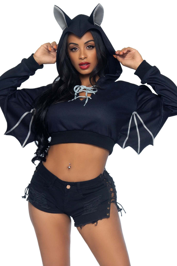 Bat Cropped Hoodie