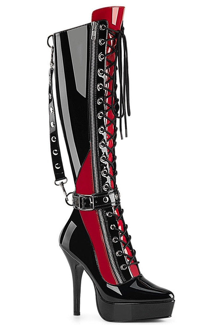 Devious Black Knee Boots Platform Stripper Shoes | Buy at Sexyshoes.com