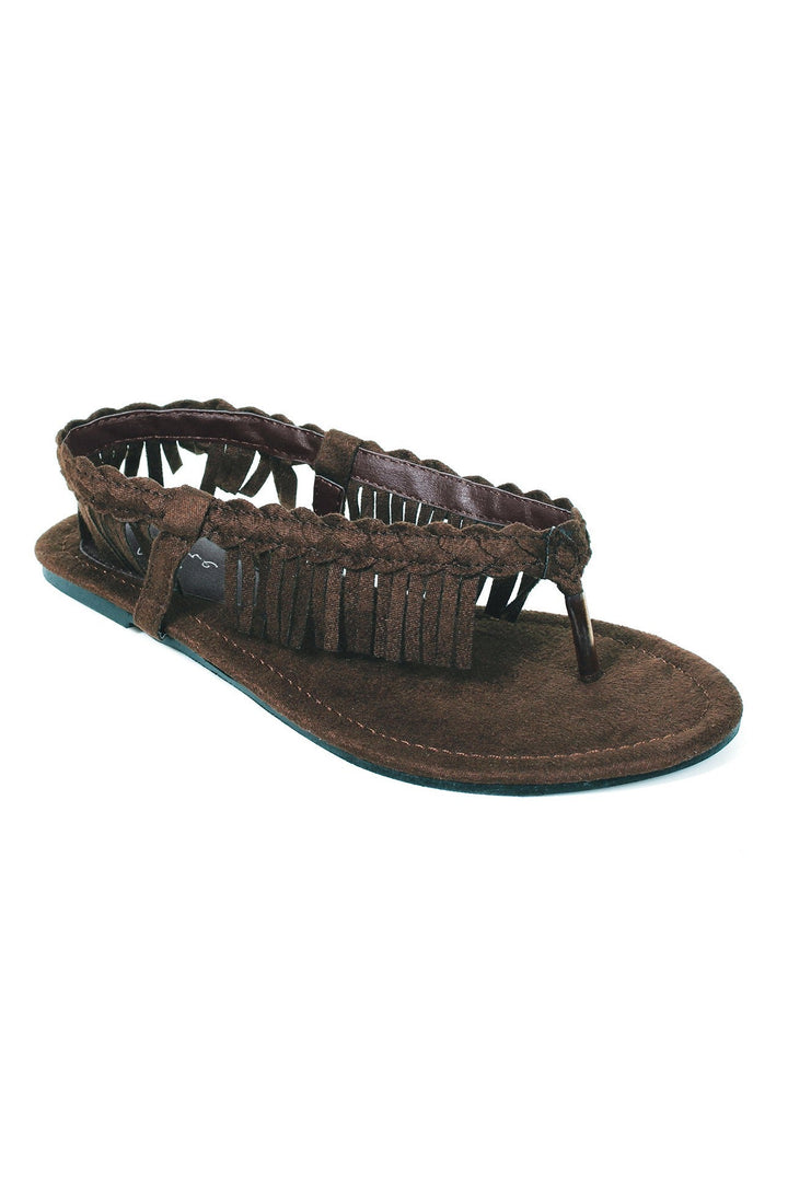 Ellie 015-APACHE Heel Sandal With Braid And Fringe