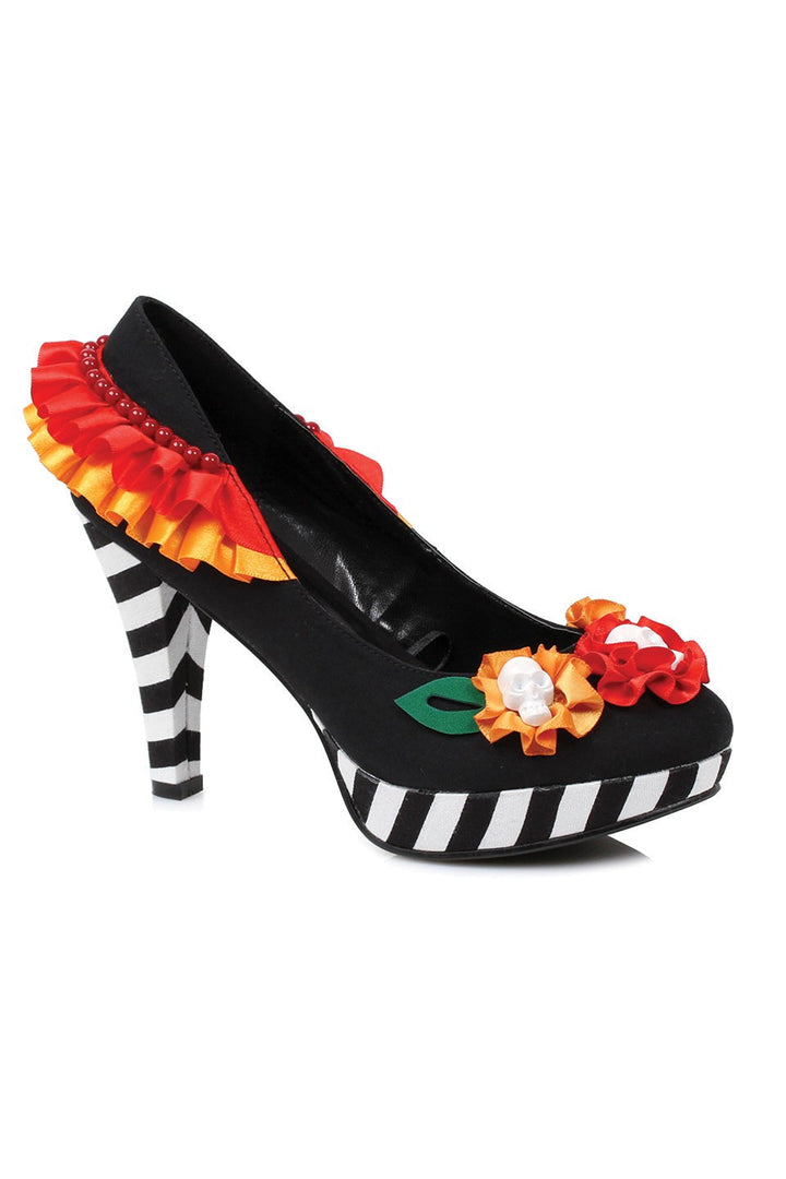 Ellie 414-DIA 4" Heel Flower W/ Skull Pump