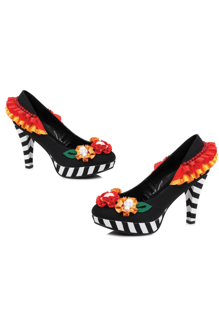 Ellie 414-DIA 4" Heel Flower W/ Skull Pump