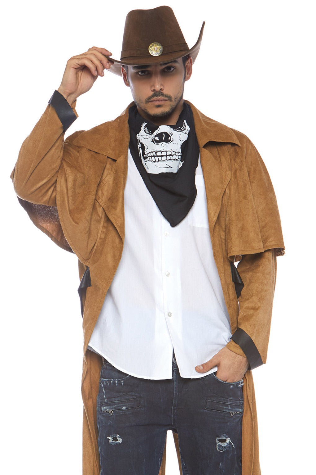 Roma 7pc Showdown Cowboy Costume - Large / Black/Brown