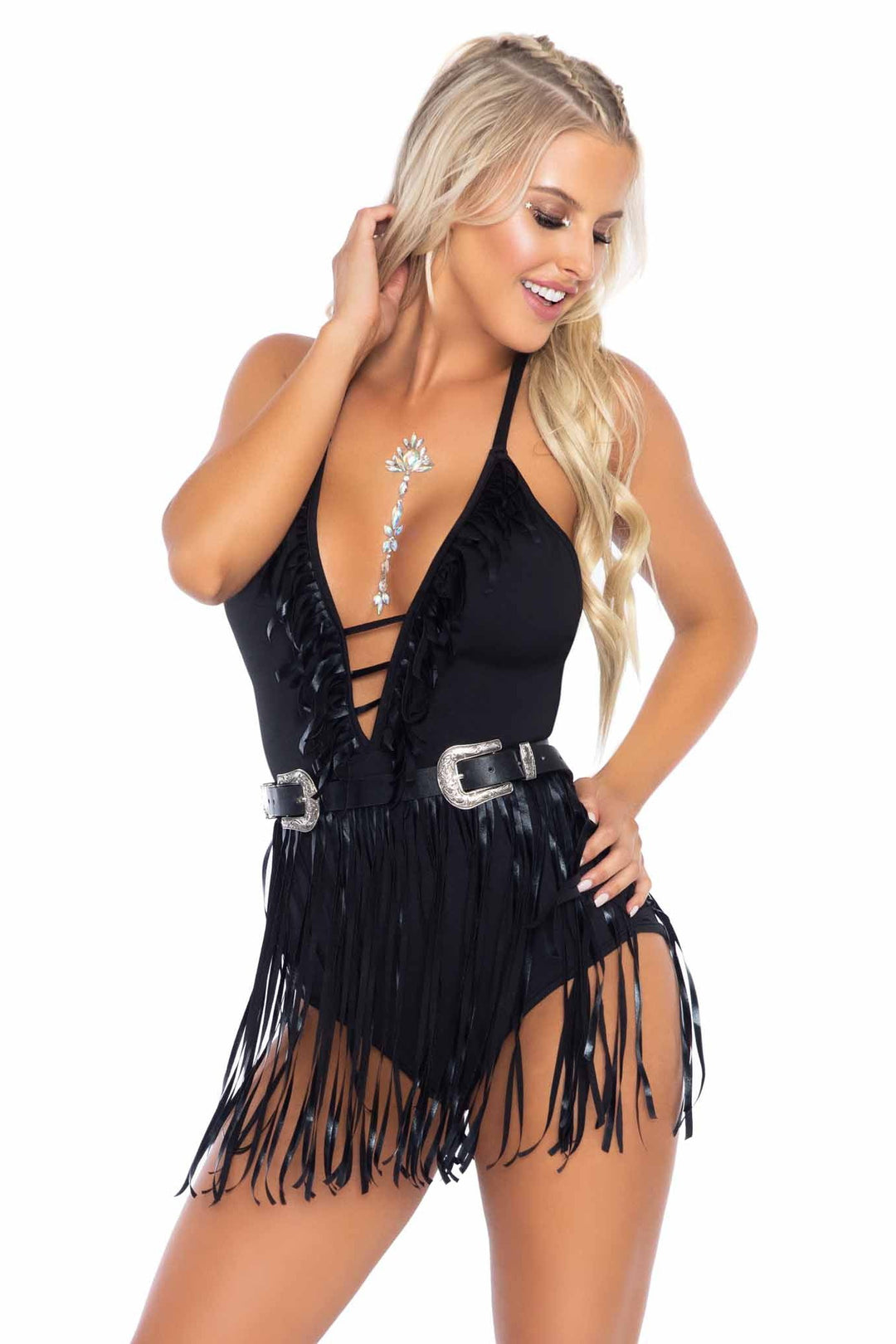 Fringe Halter Bodysuit