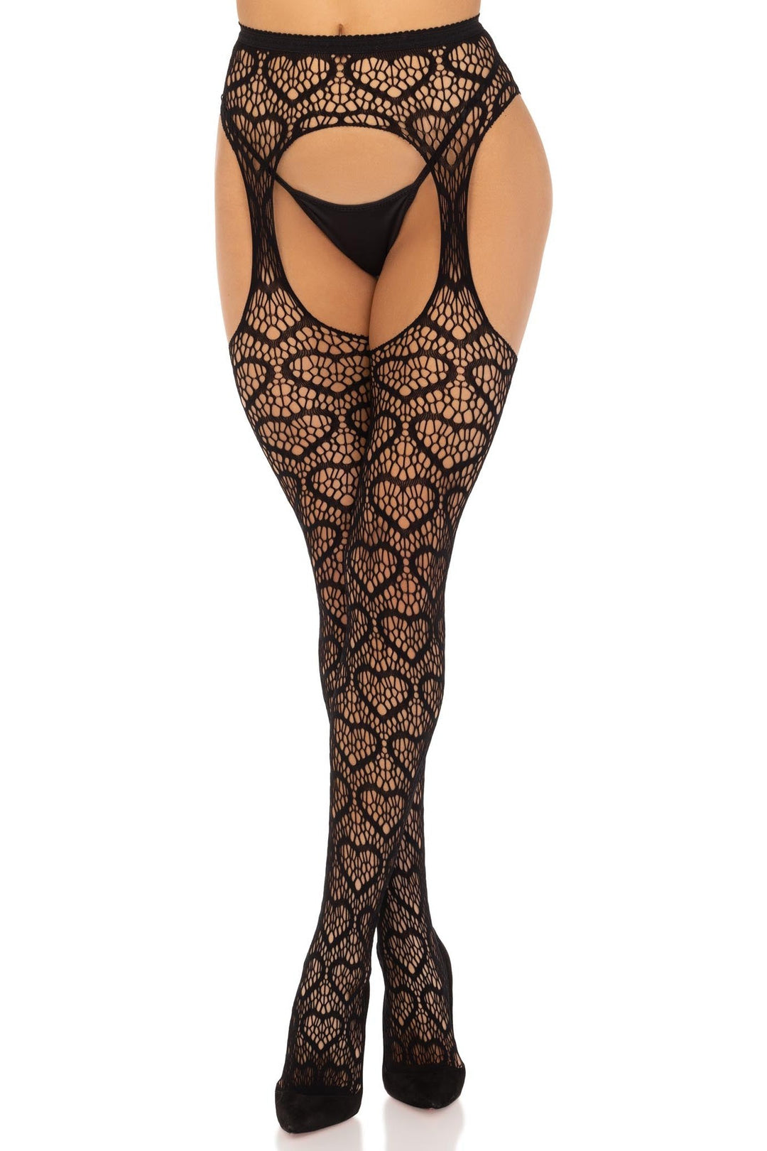 Heart Net Suspender Panty Hose