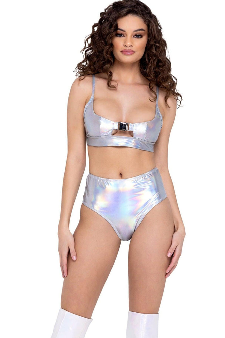 Hologram High-Waisted Shorts