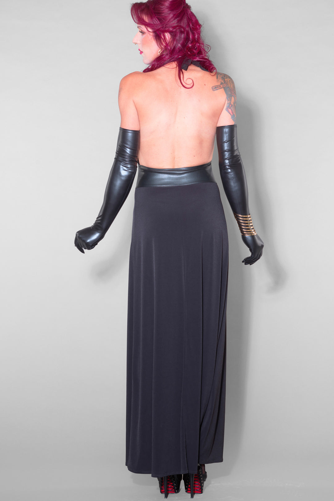 MME ISABELLA Belted Lycra Long Dress