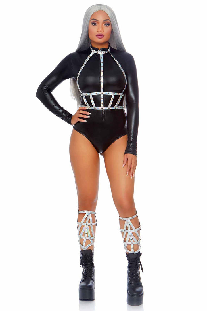 Iridescent Studded Vinyl Body Harness