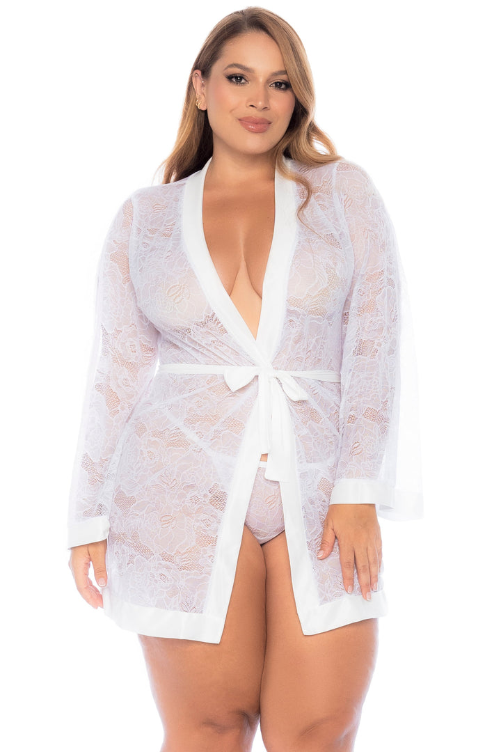 Lace Robe with Floral Sheer