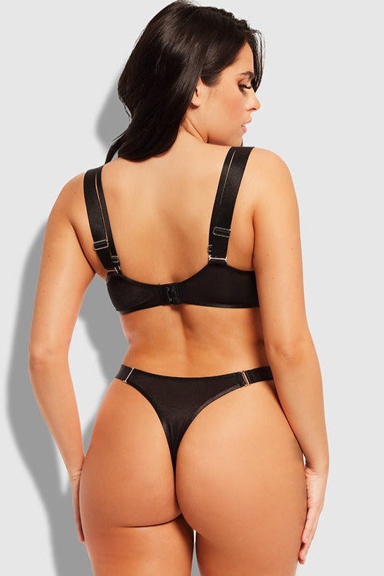 Layered Bra & Elastic Side Mesh Thong