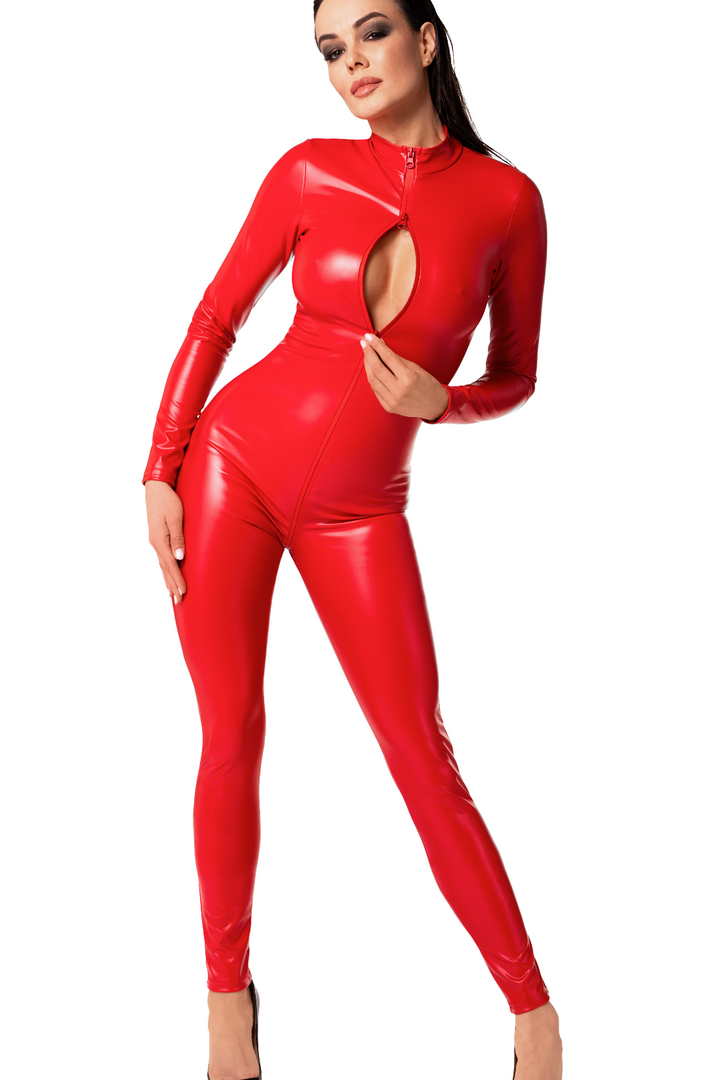 Orgia Red Power Wetlook Catsuit