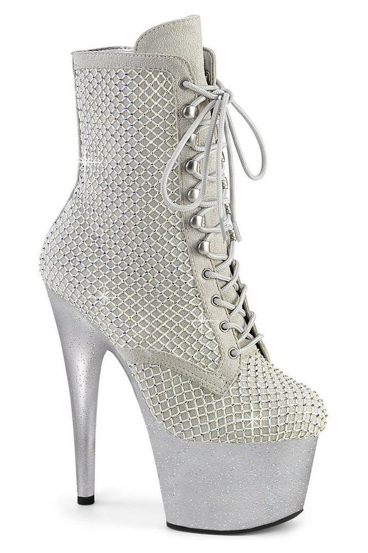 Pleaser Silver Ankle Boots Platform Stripper Shoes | Buy at Sexyshoes.com