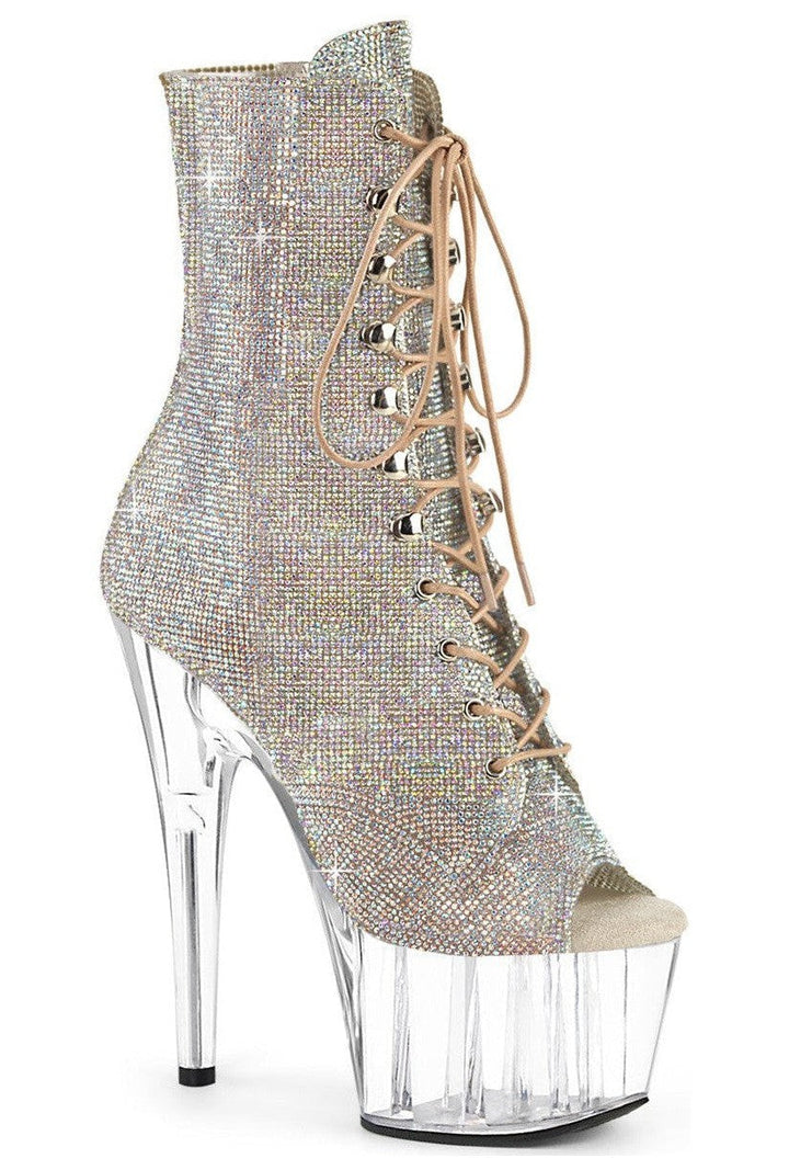 Pleaser Silver Ankle Boots Platform Stripper Shoes | Buy at Sexyshoes.com