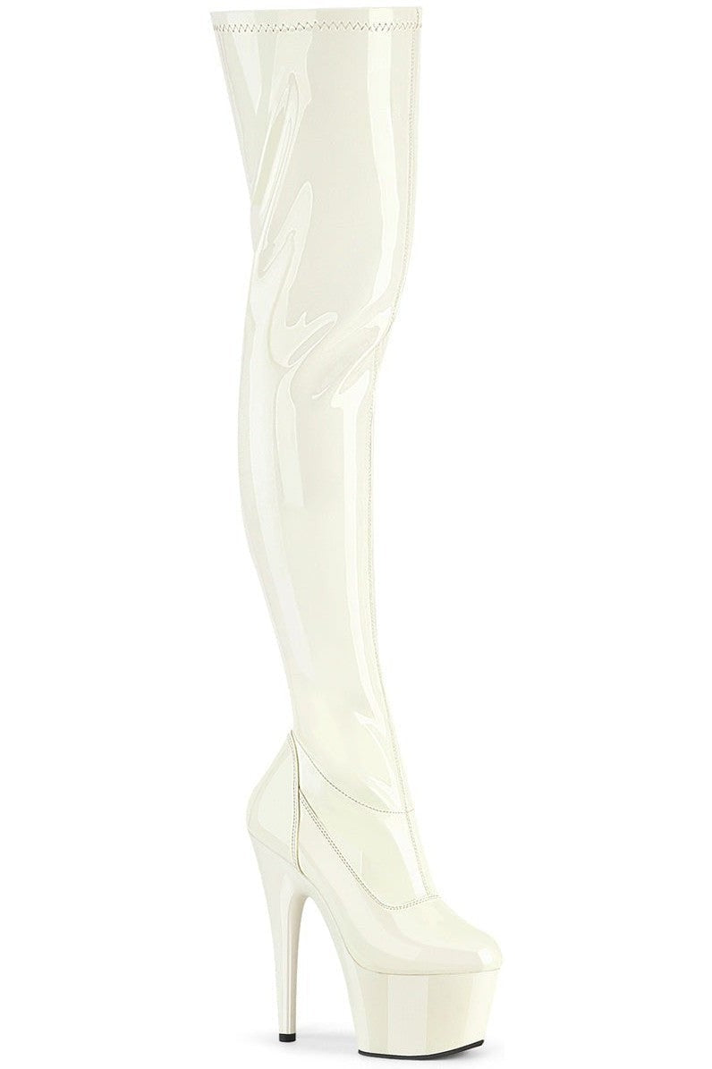 Pleaser White Thigh Boots Platform Stripper Shoes | Buy at Sexyshoes.com