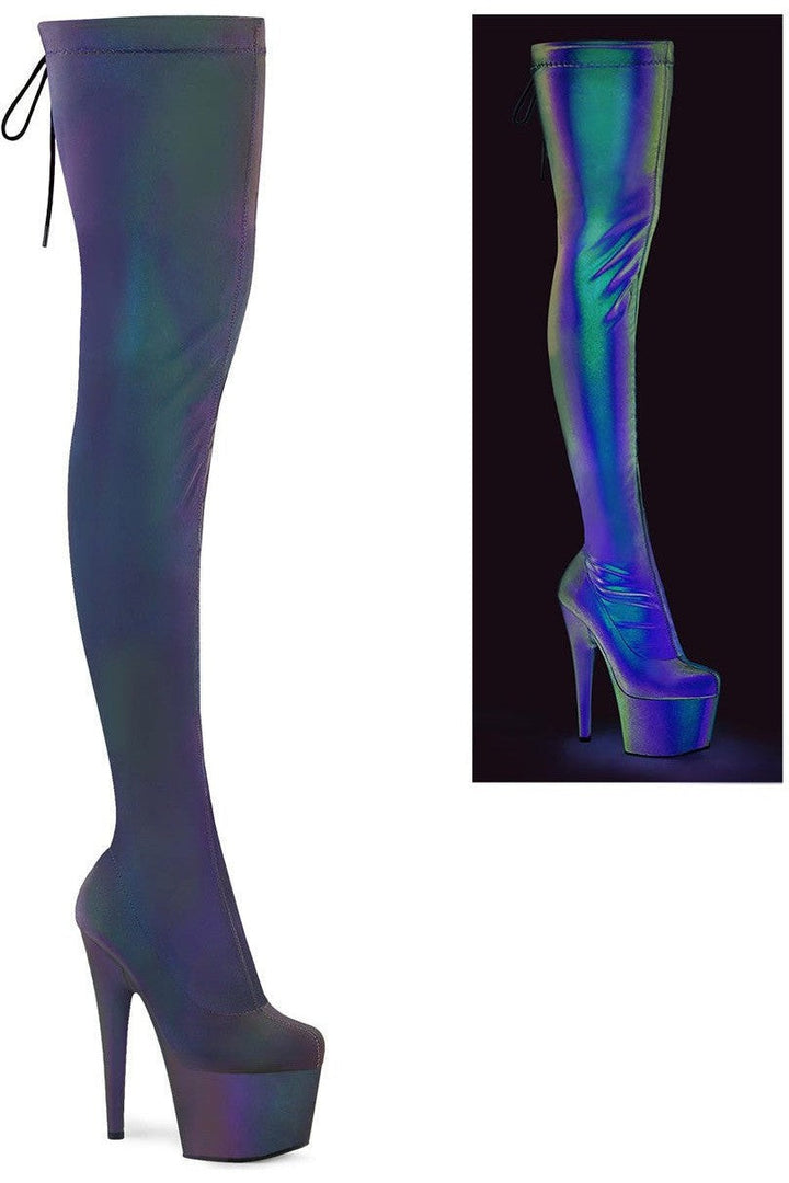 Pleaser Green Thigh Boots Platform Stripper Shoes | Buy at Sexyshoes.com