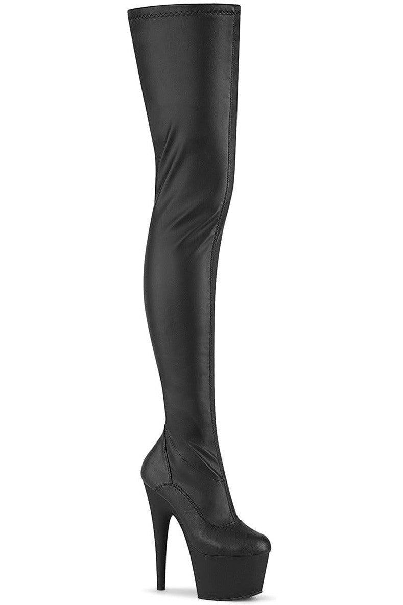 Pleaser Black Thigh Boots Platform Stripper Shoes | Buy at Sexyshoes.com