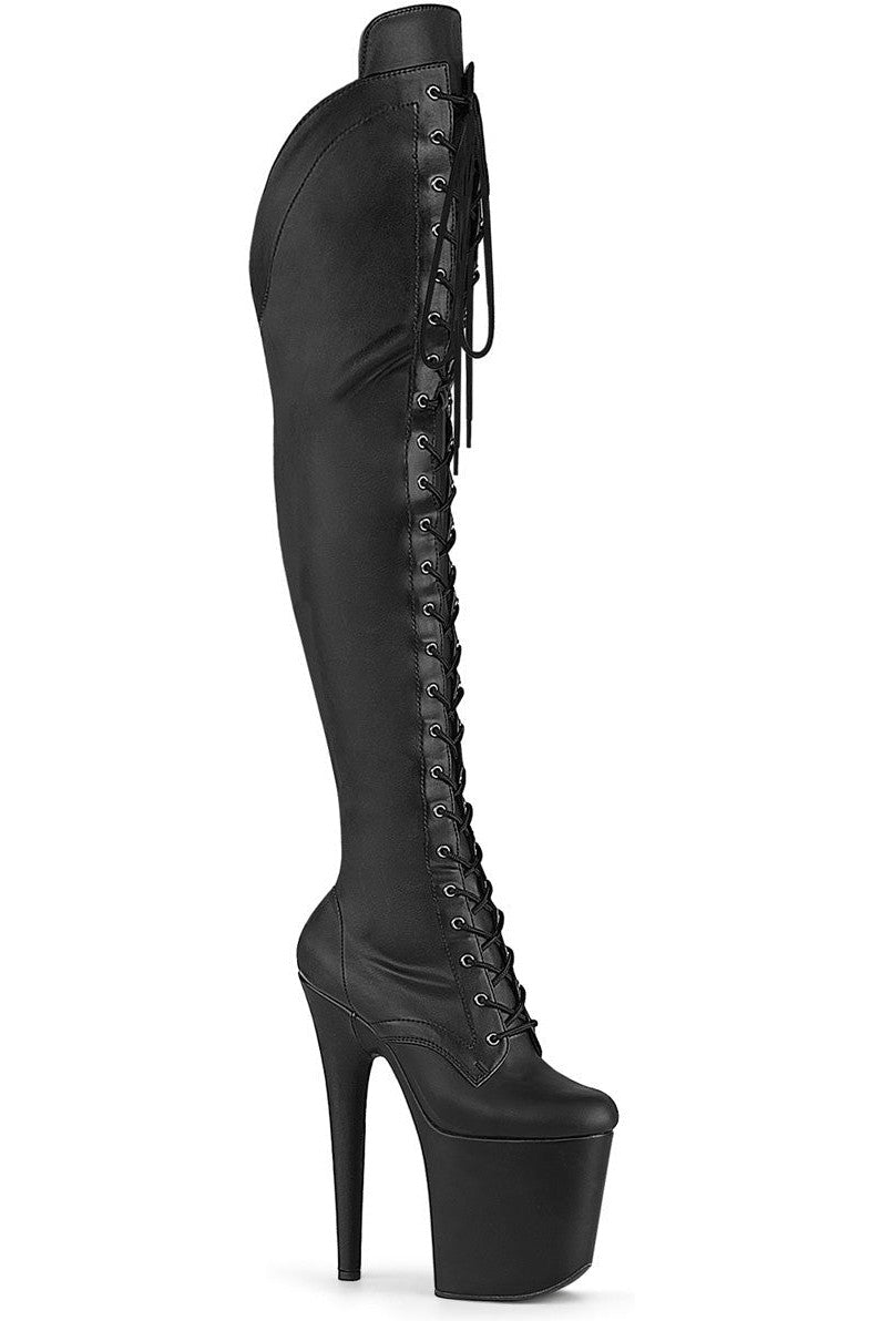 Pleaser Black Thigh Boots Platform Stripper Shoes | Buy at Sexyshoes.com