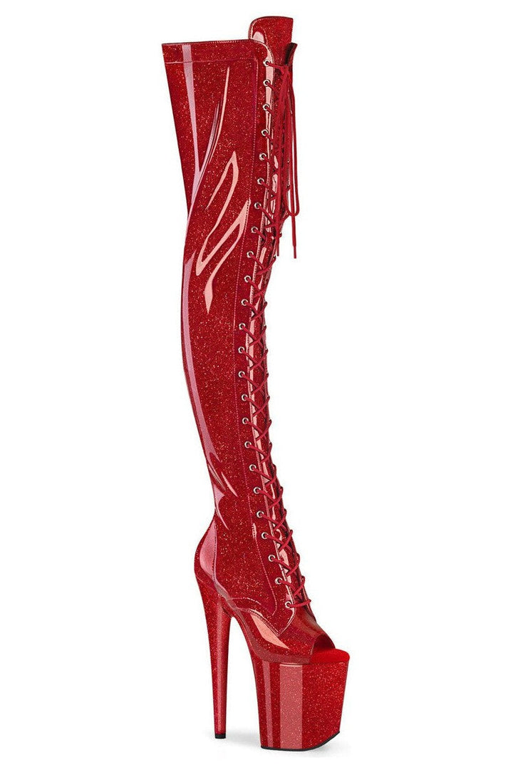 Pleaser Red Thigh Boots Platform Stripper Shoes | Buy at Sexyshoes.com