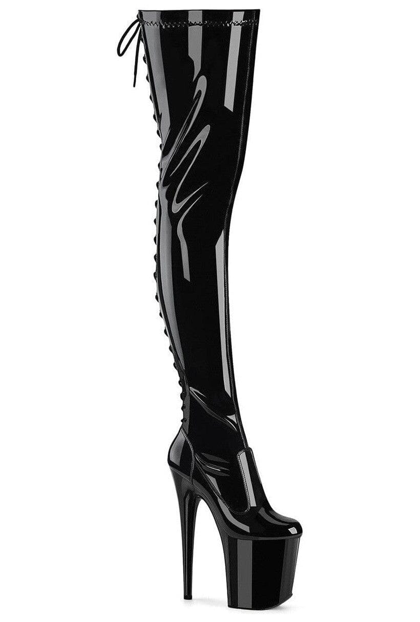 Pleaser Black Thigh Boots Platform Stripper Shoes | Buy at Sexyshoes.com