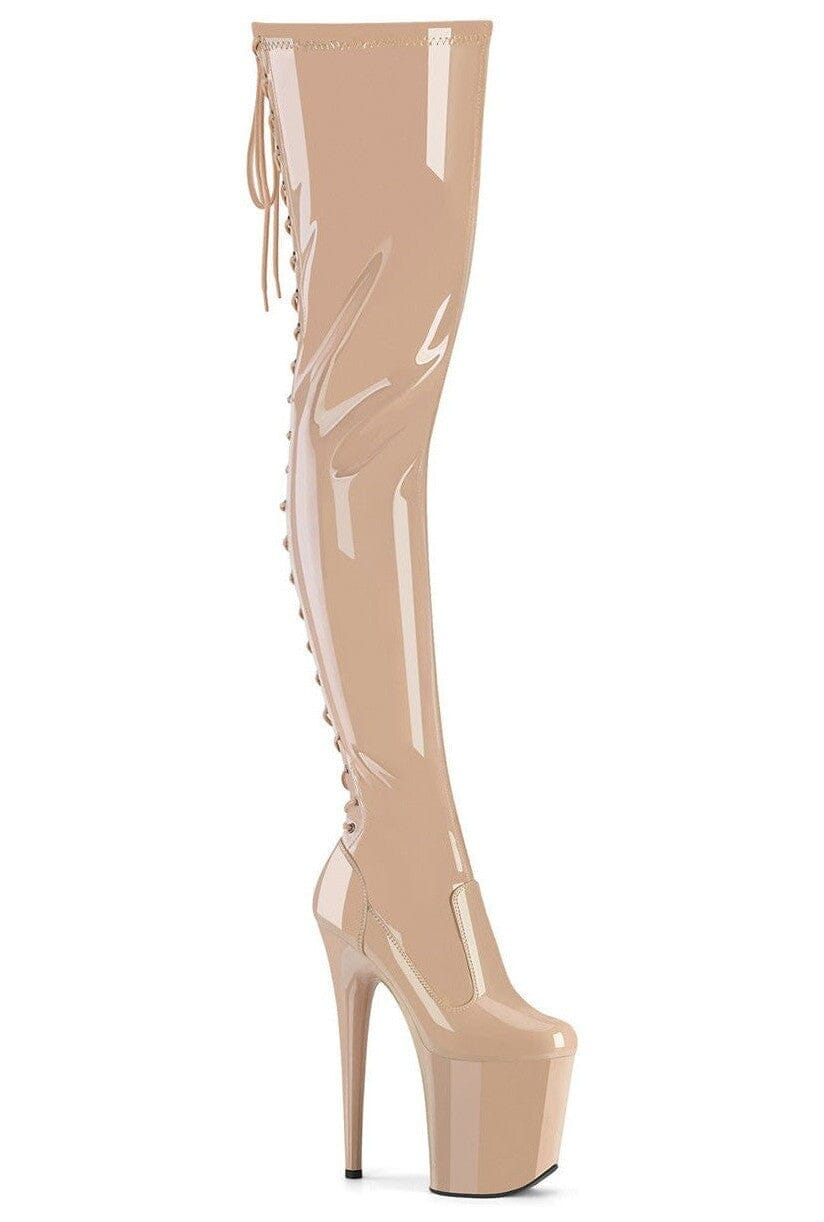 Pleaser Nude Thigh Boots Platform Stripper Shoes | Buy at Sexyshoes.com