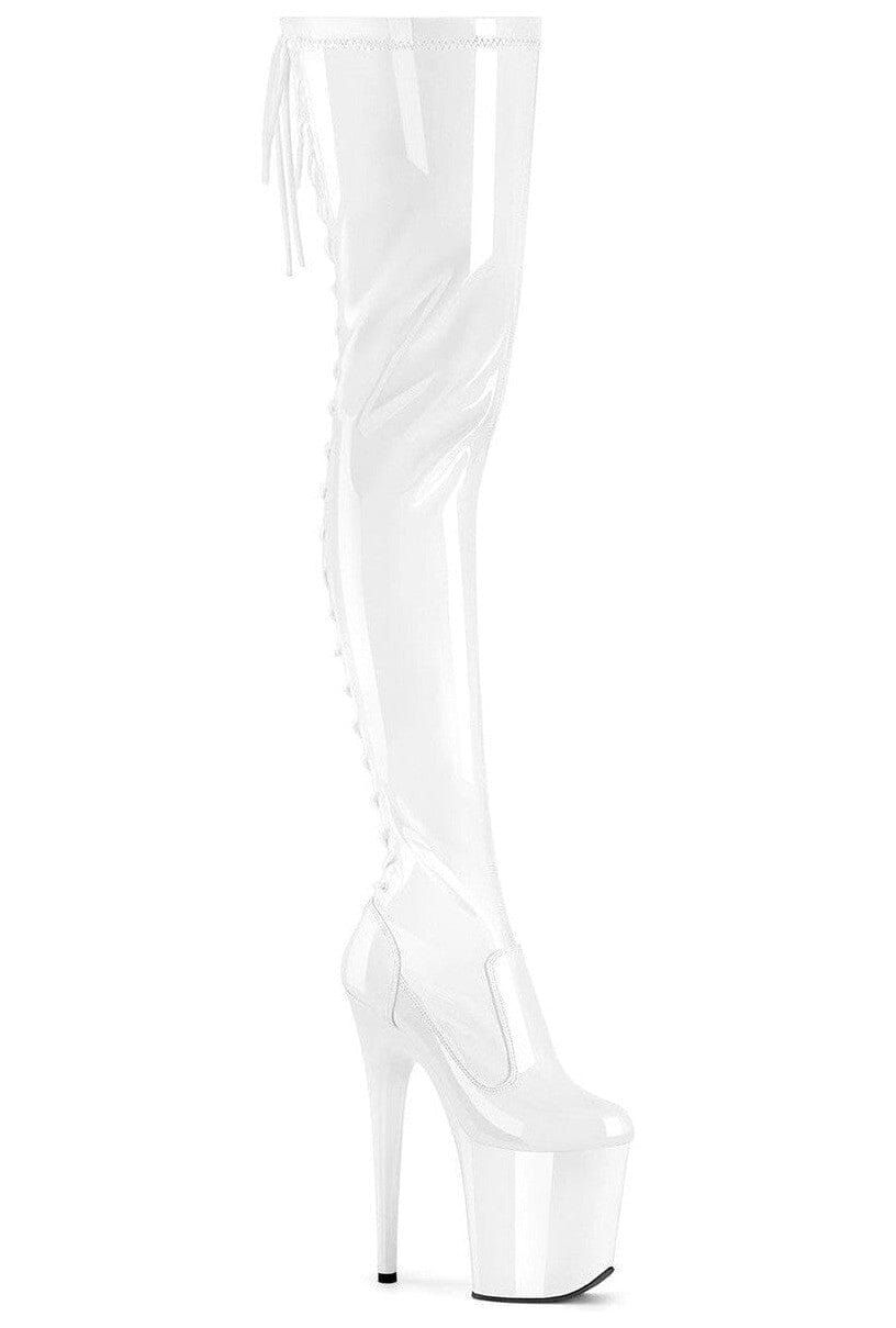 Pleaser White Thigh Boots Platform Stripper Shoes | Buy at Sexyshoes.com