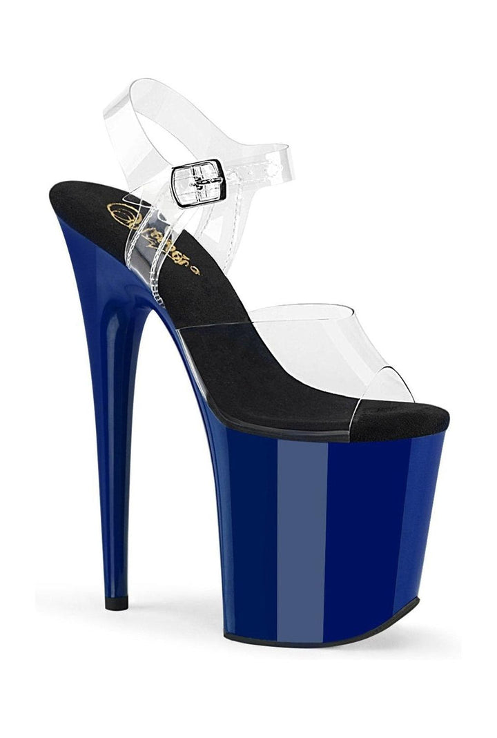 Pleaser Clear-Blue Sandals Platform Stripper Shoes | Buy at Sexyshoes.com