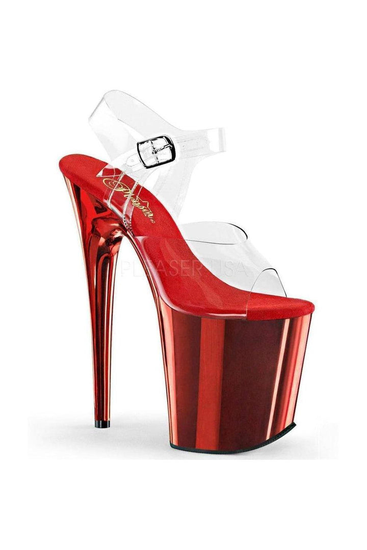 Pleaser Clear-Red Sandals Platform Stripper Shoes | Buy at Sexyshoes.com