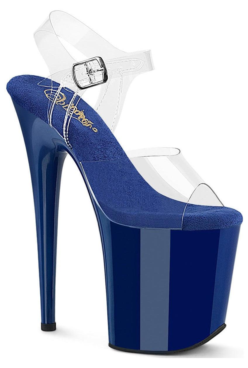 Pleaser Clear-Royal Blue Sandals Platform Stripper Shoes | Buy at Sexyshoes.com