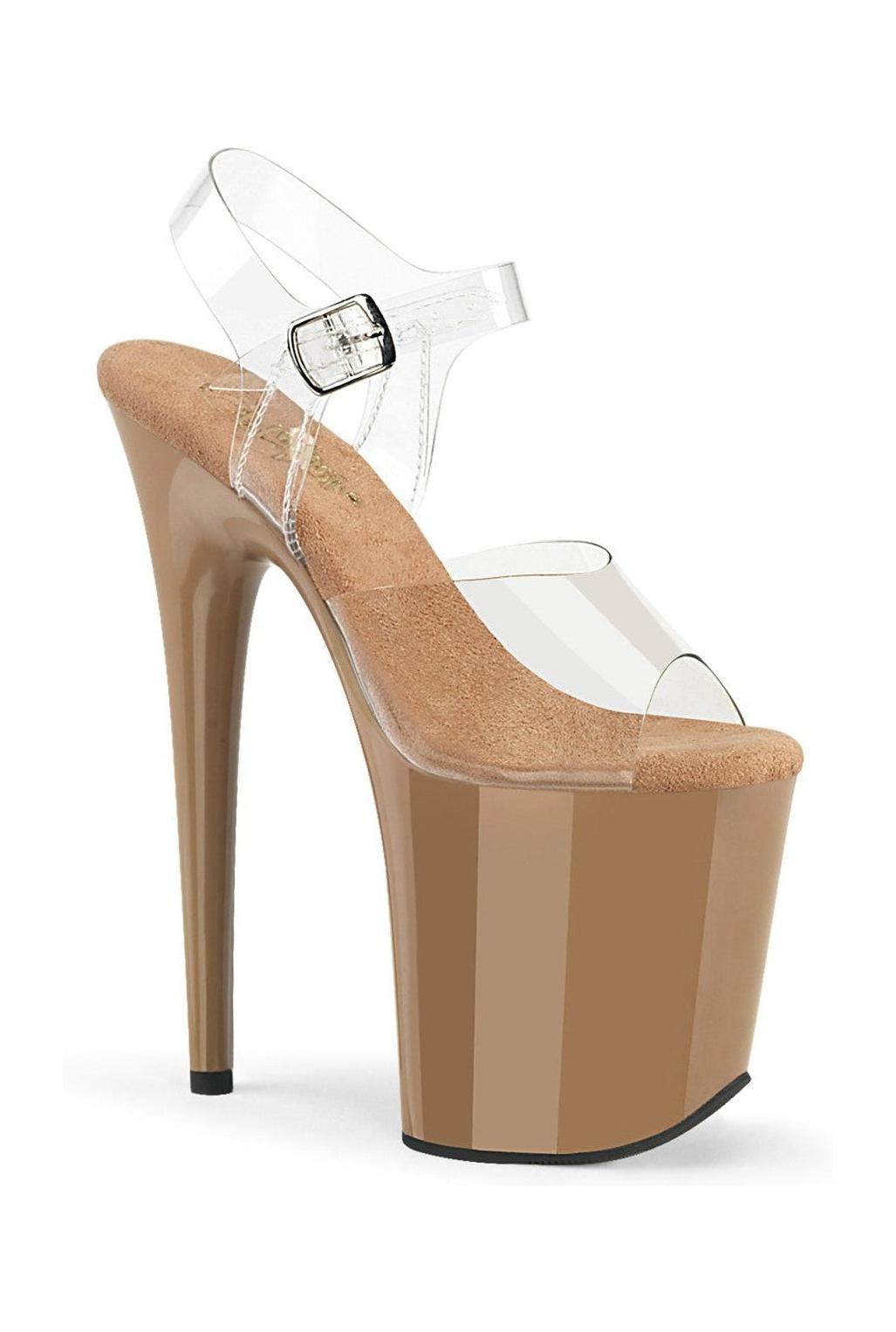 Pleaser Clear-Tan Sandals Platform Stripper Shoes | Buy at Sexyshoes.com