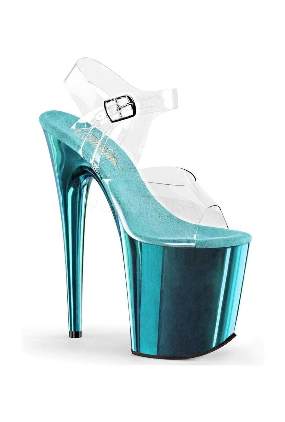 Pleaser Clear-Turquoise Sandals Platform Stripper Shoes | Buy at Sexyshoes.com