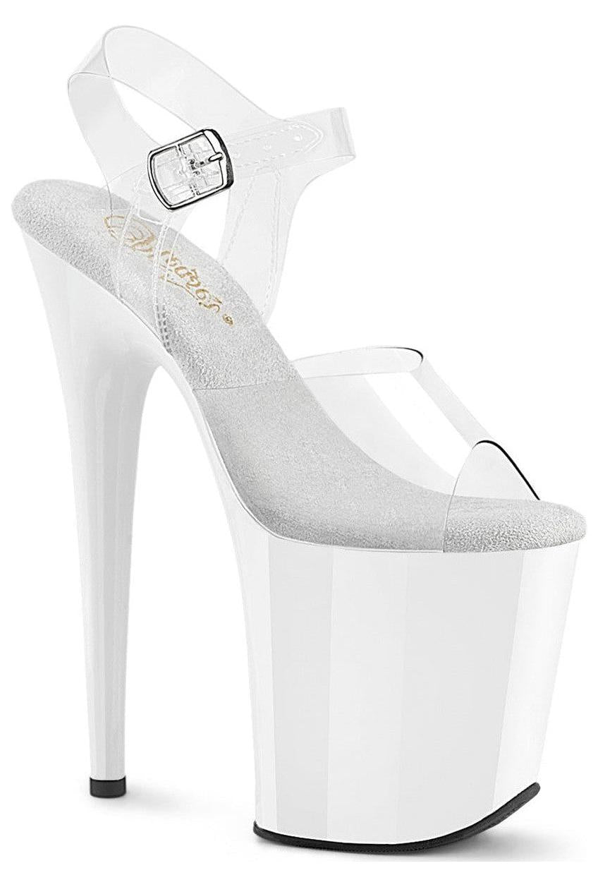 Pleaser Clear-White Sandals Platform Stripper Shoes | Buy at Sexyshoes.com