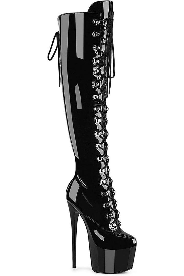 Pleaser Black Thigh Boots Platform Stripper Shoes | Buy at Sexyshoes.com