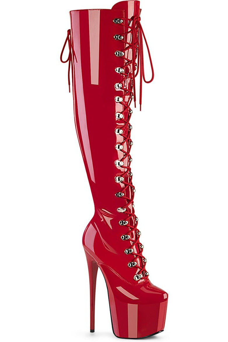 Pleaser Red Thigh Boots Platform Stripper Shoes | Buy at Sexyshoes.com