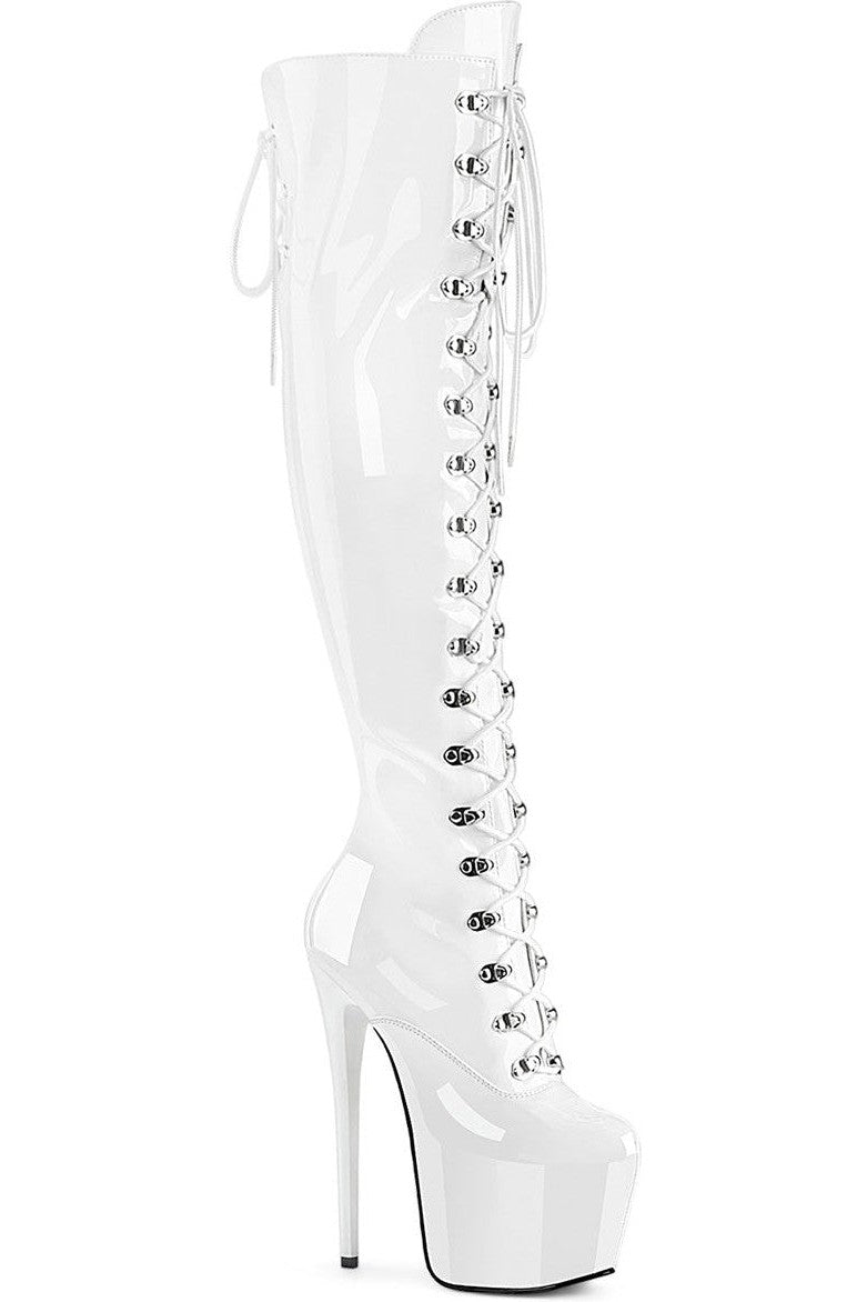 Pleaser White Thigh Boots Platform Stripper Shoes | Buy at Sexyshoes.com