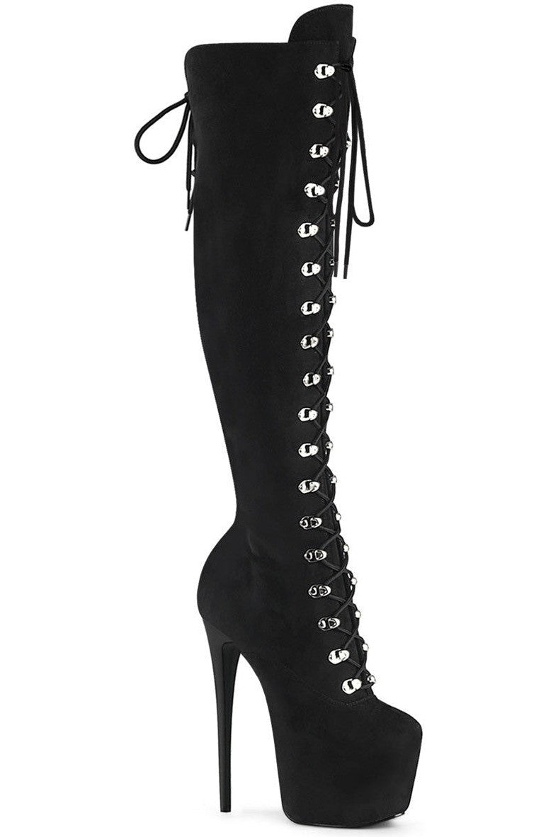 Pleaser Black Thigh Boots Platform Stripper Shoes | Buy at Sexyshoes.com