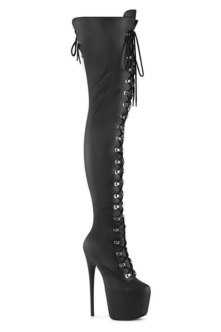 Pleaser Black Thigh Boots Platform Stripper Shoes | Buy at Sexyshoes.com