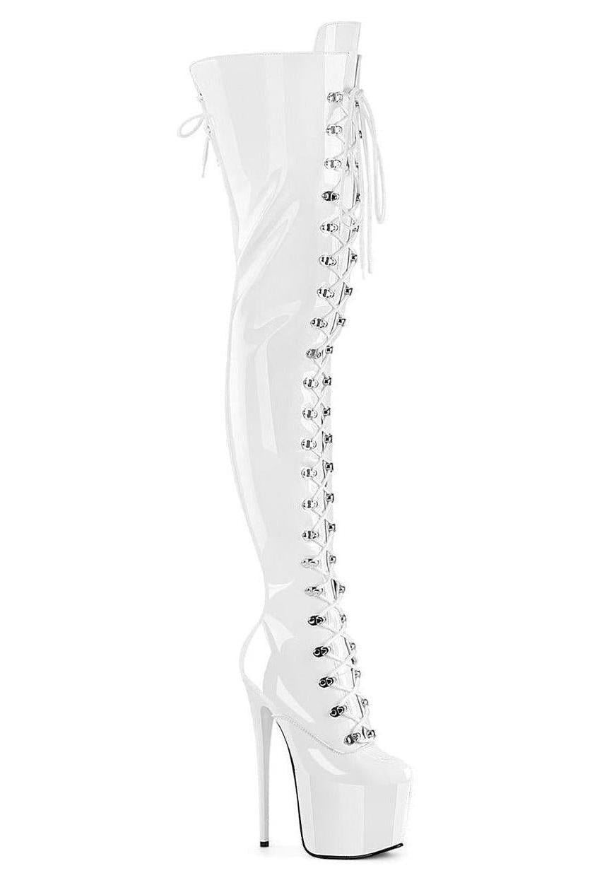 Pleaser White Thigh Boots Platform Stripper Shoes | Buy at Sexyshoes.com