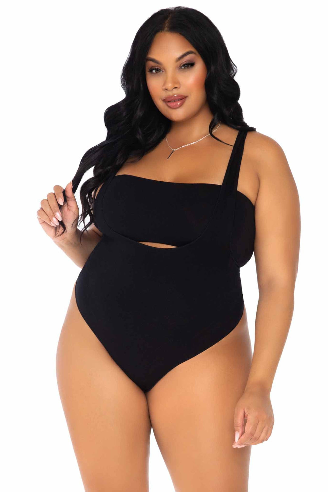 Plus Size 2 Piece Opaque Bandeau & Suspender Bodysuit