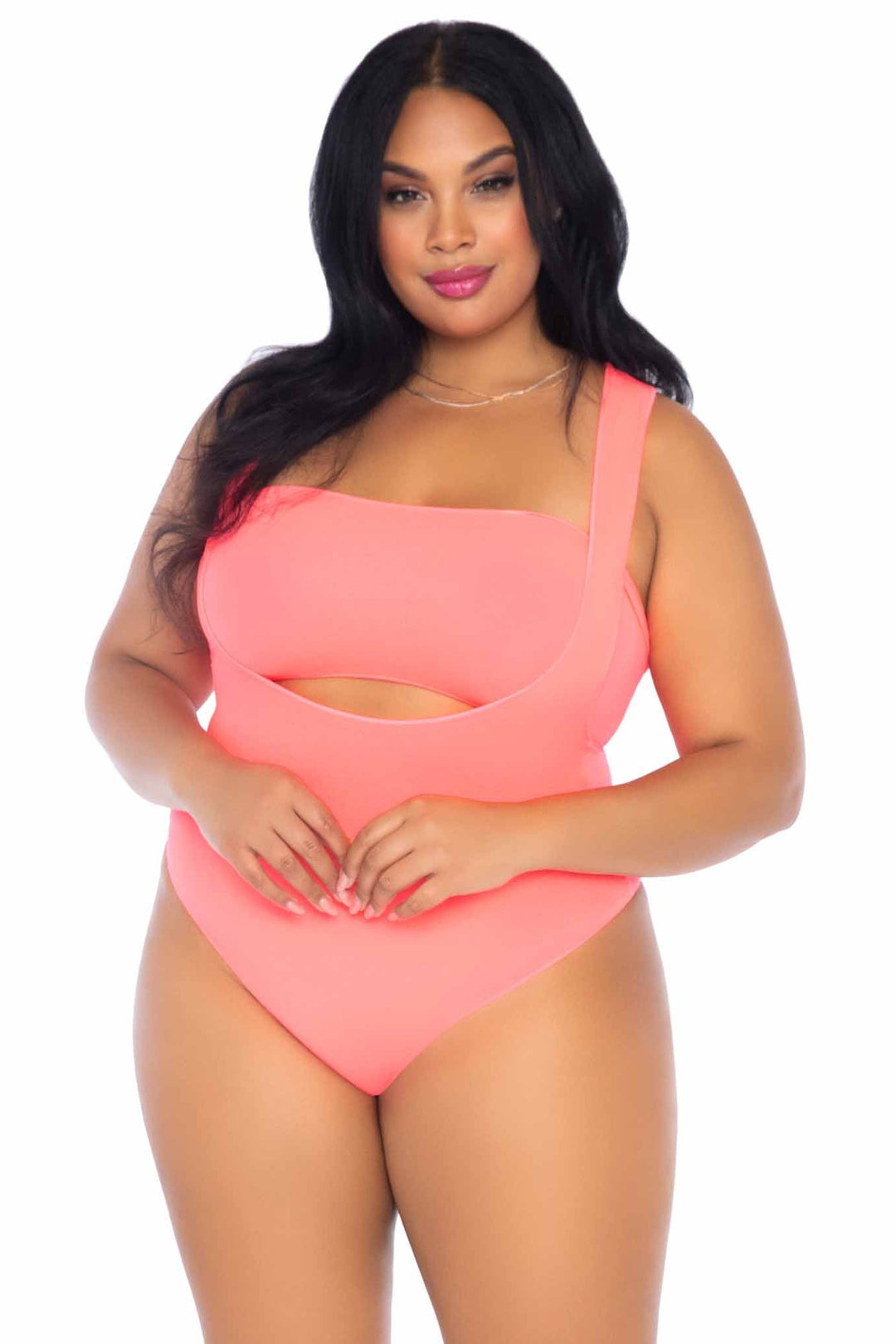 Plus Size 2 Piece Opaque Bandeau & Suspender Bodysuit