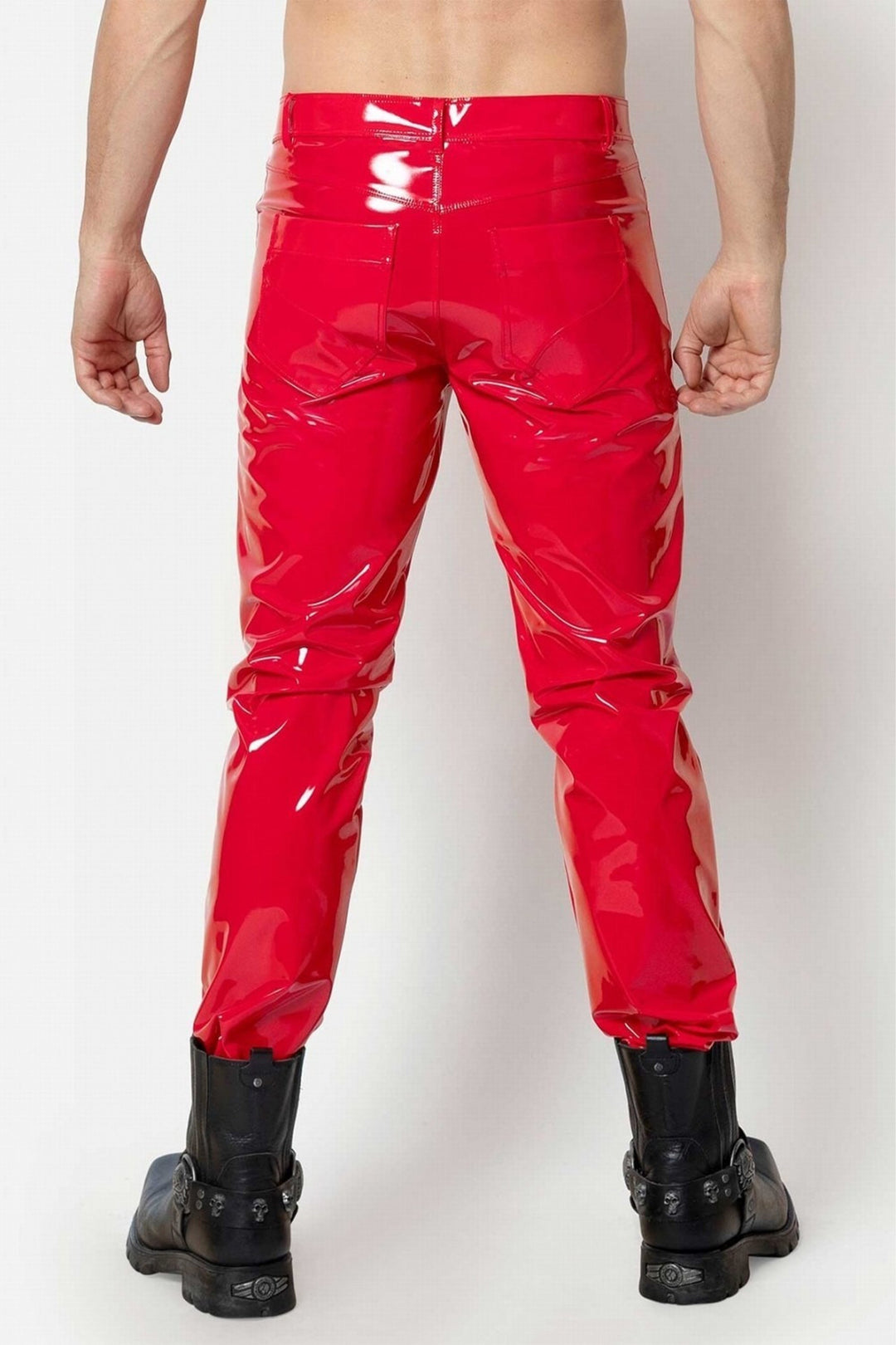 SHAWN Hot Red Vinyl Trousers